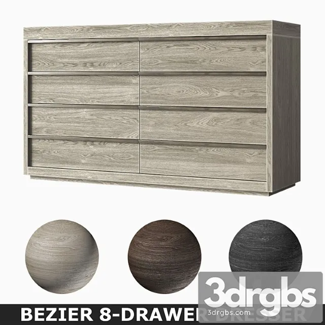 Bezier 8-drawer dresser 2 3D Model Free