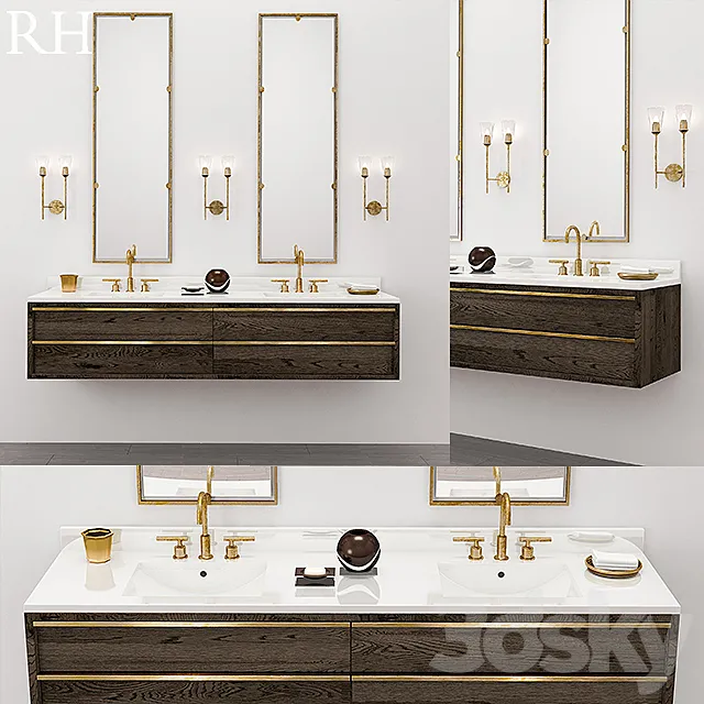 BEZIER DOUBLE EXTRA-WIDE FLOATING VANITY 3DModel