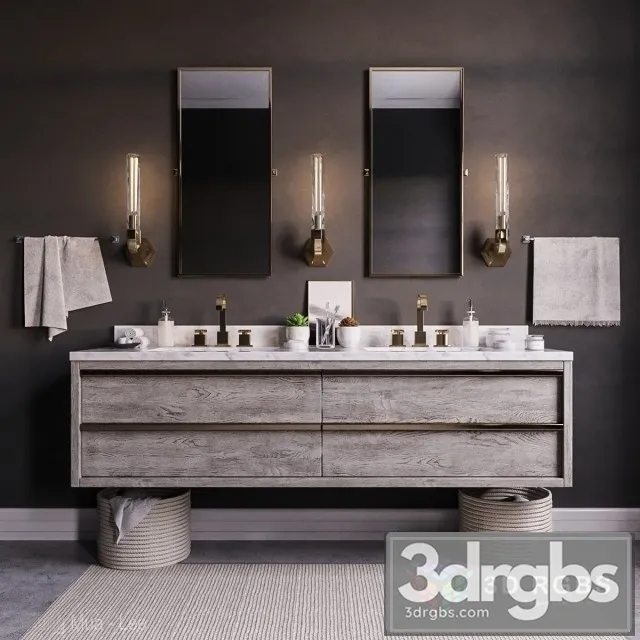 Bezier Double Floating Vanity 3D Model Free