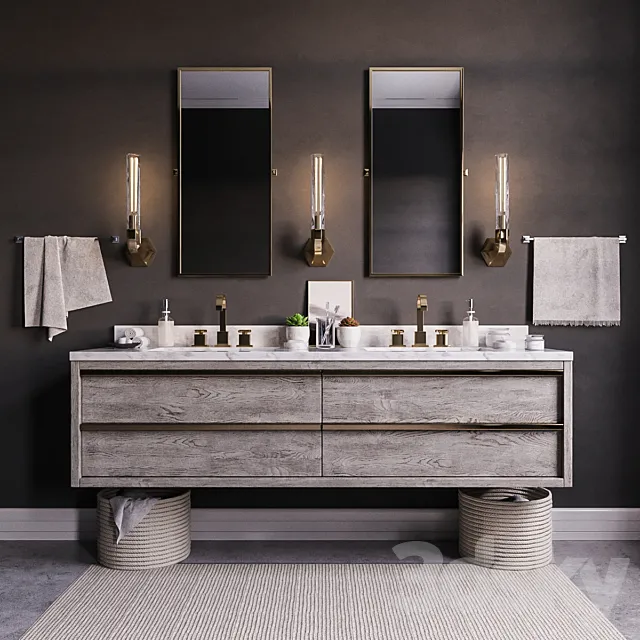 Bezier double floating vanity RH 3DModel