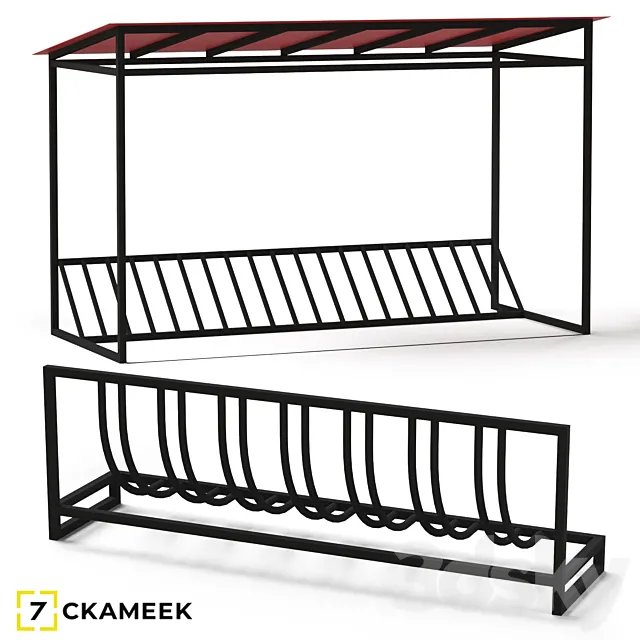 Bicycle parking Cycle stop 2 and bike stop 7 3D Model
