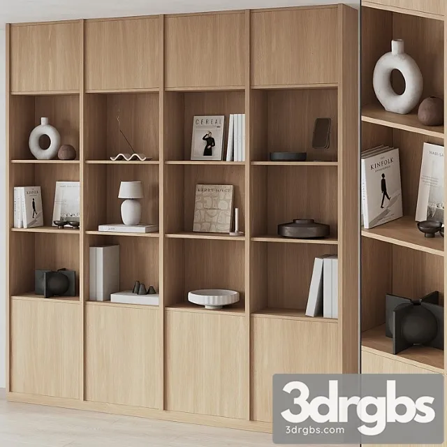 Big bookcase with modern decor 2 3D Model Free