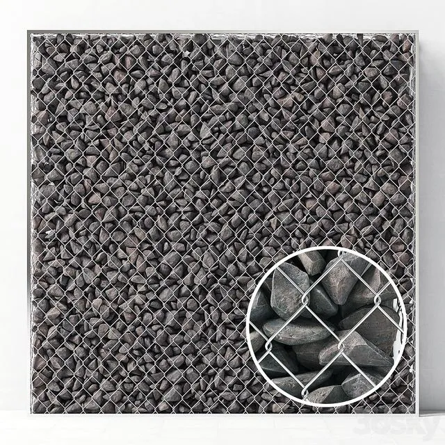 Big gabion with stone 3D Model