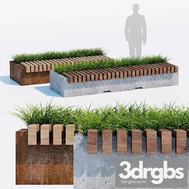 Big Green Benches 3D Model Free