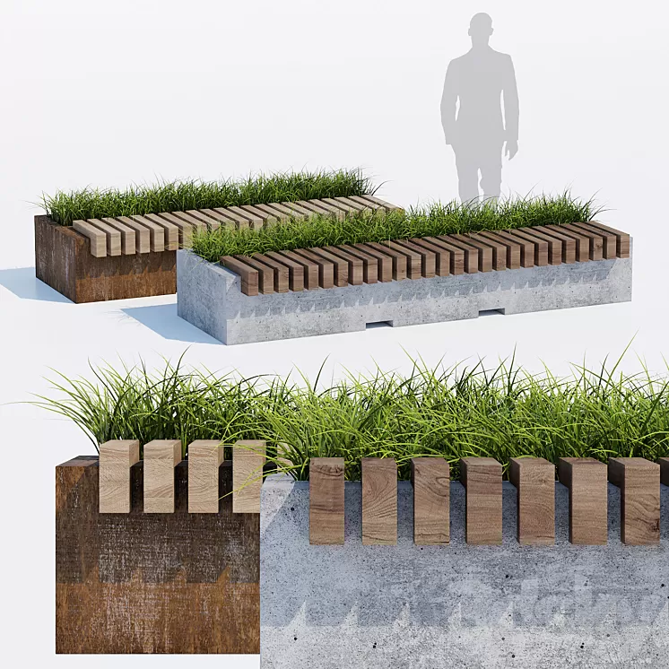 Big green benches 3D Model