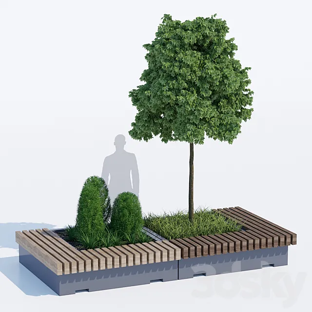 Big green benches tree Free Download