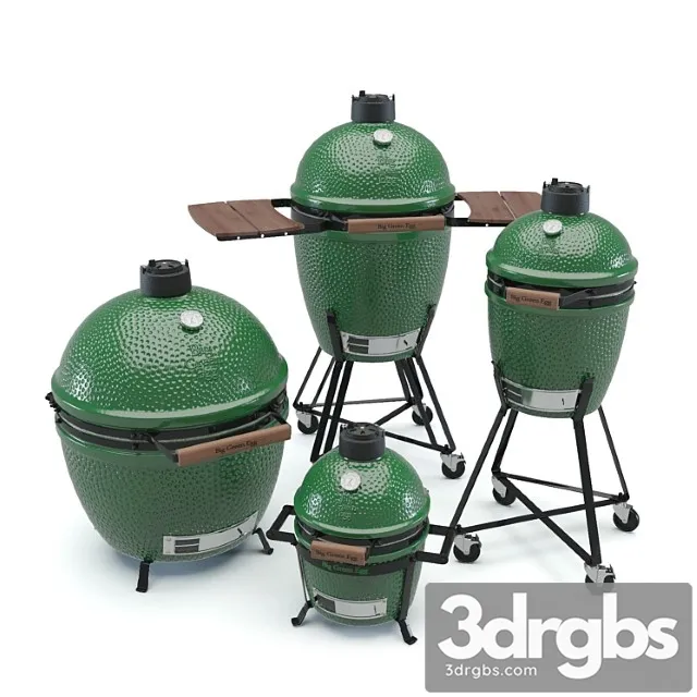 Big Green Egg Set 3D Model Free