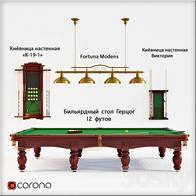 Billiard table Duke - 12 feet 3D Model