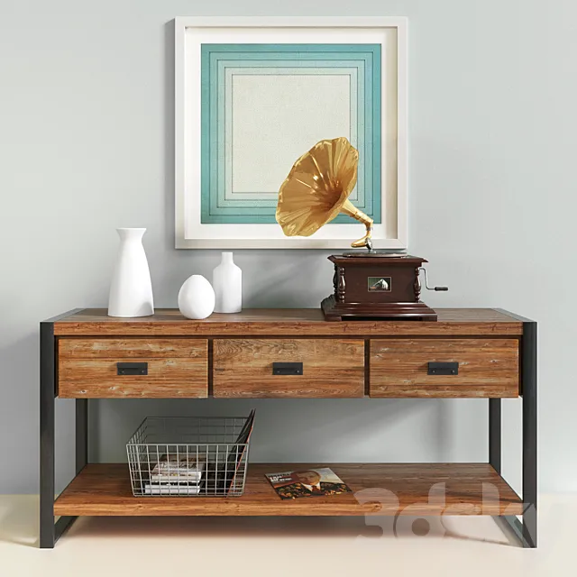 Bin Pull Console - West elm 3D Model