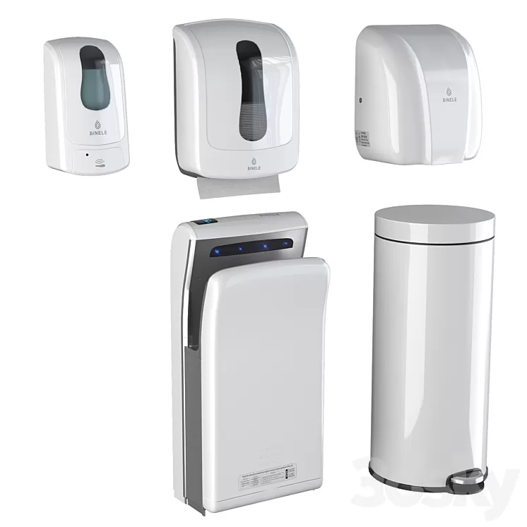 Binele equipment set (hands white) 3D Model Free