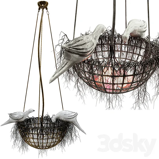 Bird Nest Pendant Light 3DModel