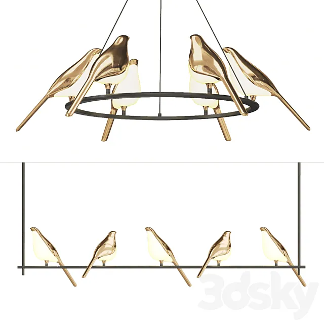 Bird-shaped chandelier NOMI 3DModel