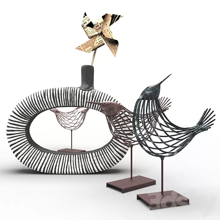 Birds and a vase 3D Model