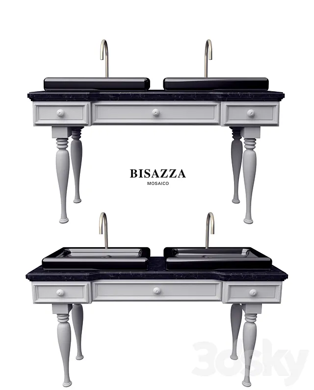 BISAZZA Wash basin Bagno 04 Serie Organico luxury design retangular washbasin 3D Model
