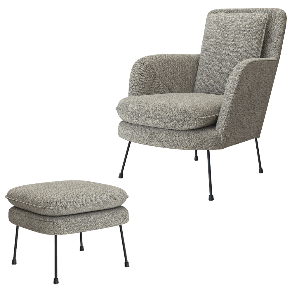 Bizzarto - Armchair with pouf Soho 3D Model