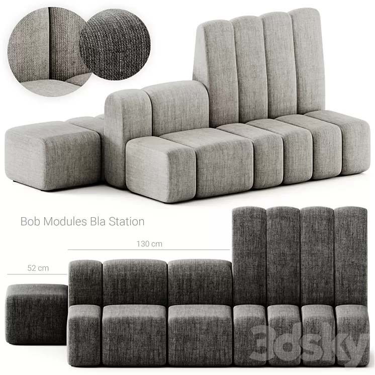 Bla Station Bob Module Hide Sofa 3D Model