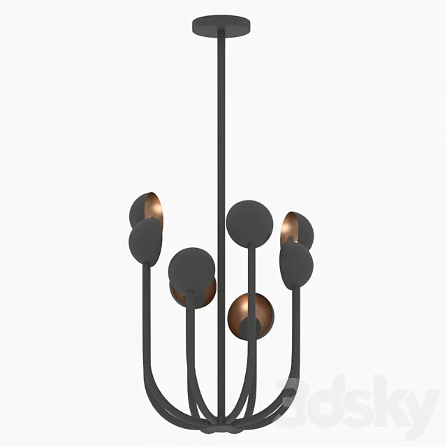 Black _ Gold Leaf Chandelier 01 3DModel