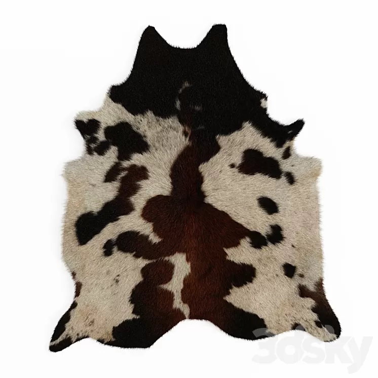 Black and Brown Spotted Cowhide Rug 3D Model