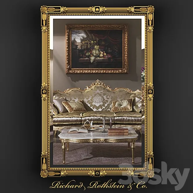 Black and Gold Federal Style Mirror 3DModel