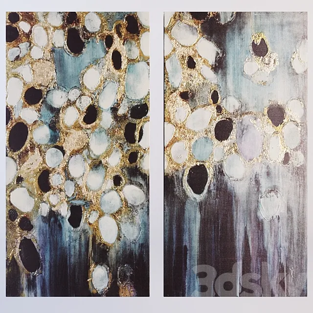 Black And Gold Stone By Liz Jardine Set Of 2 3D Model