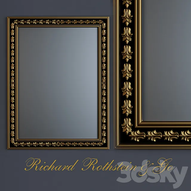 Black and Gold Traditional Mirror 3DModel