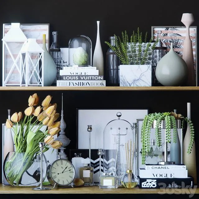 Black and white decor set 3 3D Model