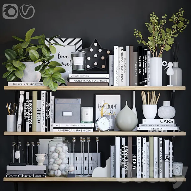 Black and white decor set 5 3DModel
