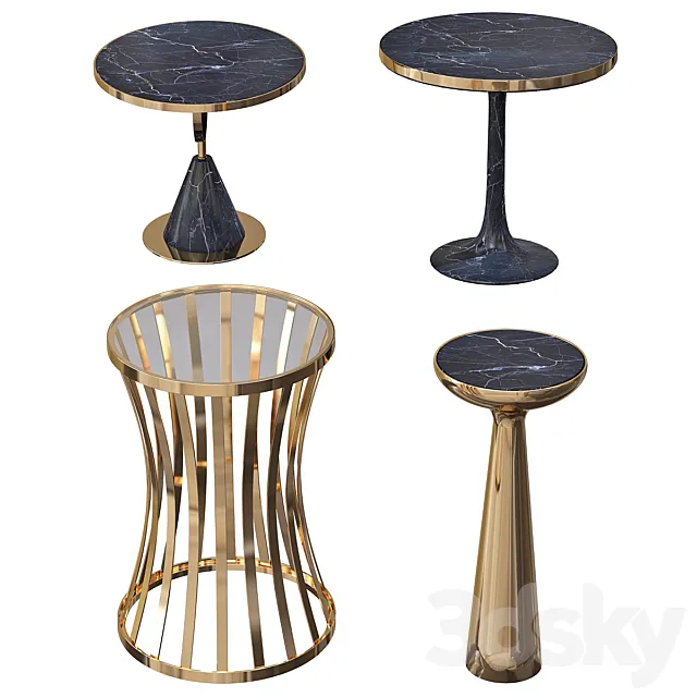 Black bedside table "Parme" 3D Model