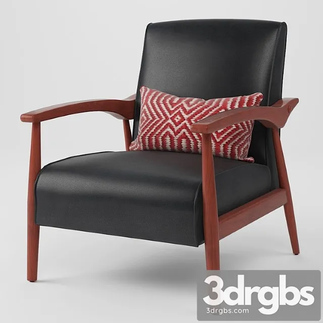 Black Bonded Leather Arm Chair 3D Model Free