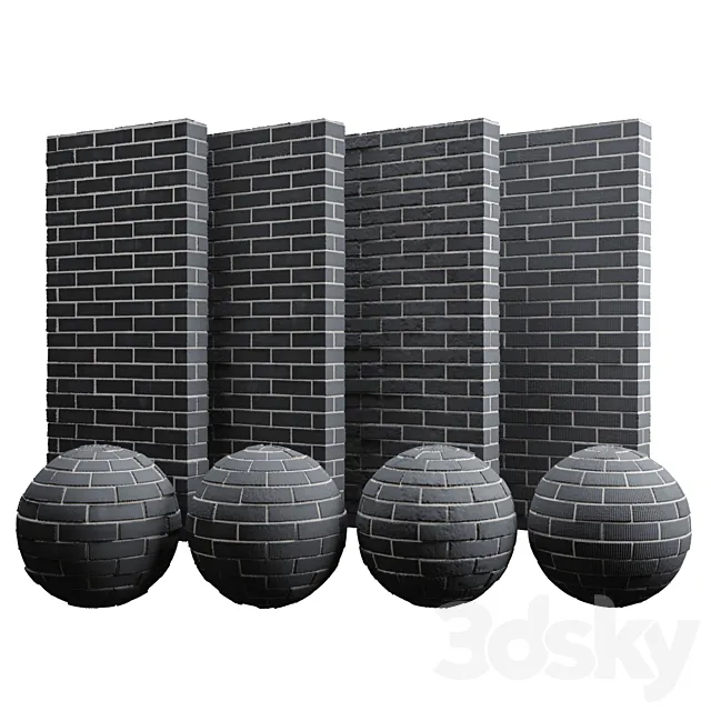 Black brick tiles 3D Model