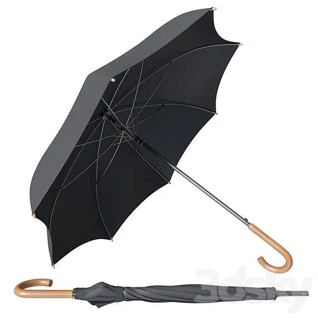 Black Classic Umbrella 3D Model