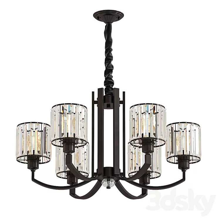Black Cylinder Pendant Lighting Fixture 3D Model