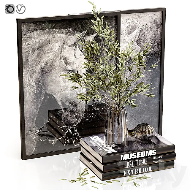 Black decor set 22 3DModel