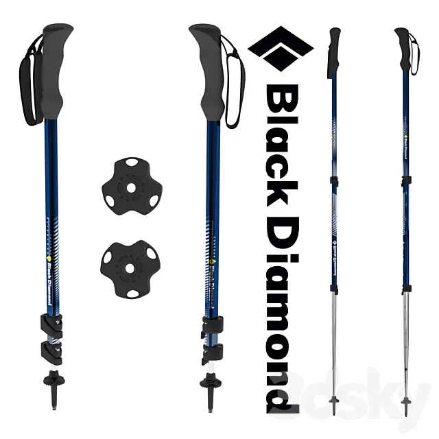 Black Diamond Contour Elliptic Compact Trekking Pole 3D Model