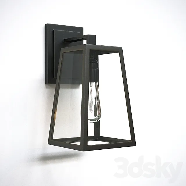 Black Frame Trapezoidal Hallway Wall Lighting 3D Model