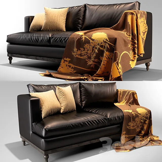 black leather sofa 3DModel
