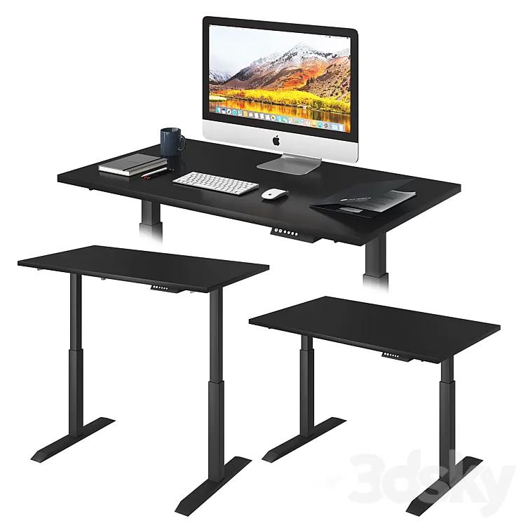 Black lift desk 3D Model