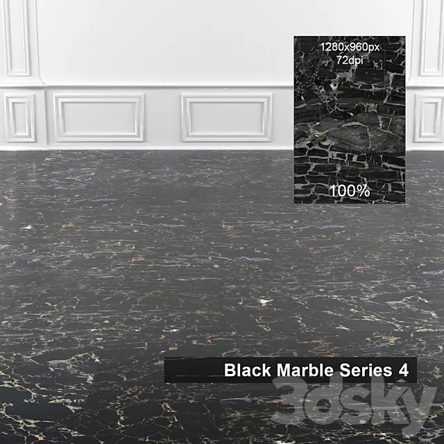 Black Marble Set 4 3DModel