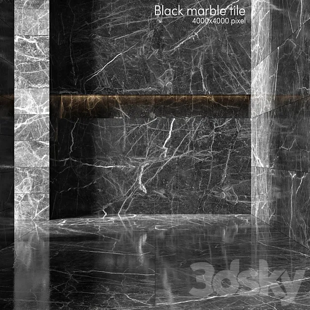 Black marble tiles 3D Model
