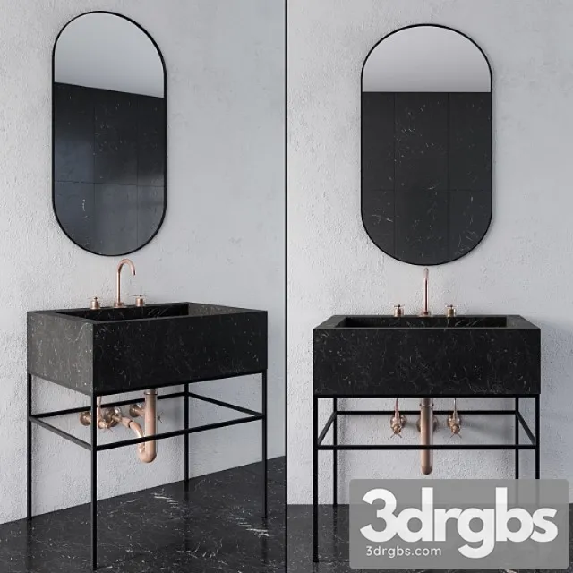 Black Marble Wash Basin 3D Model Free