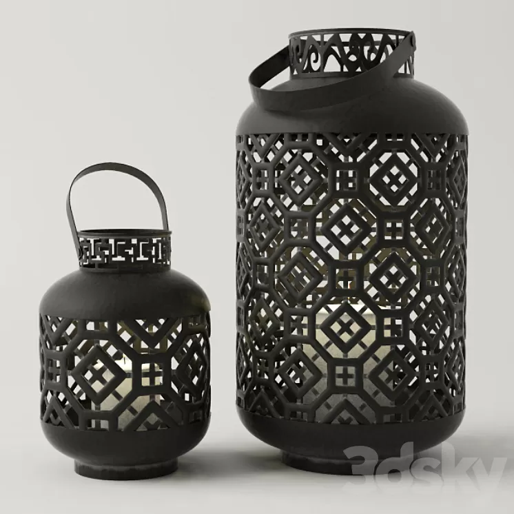 Black Metal Lanterns 3D Model