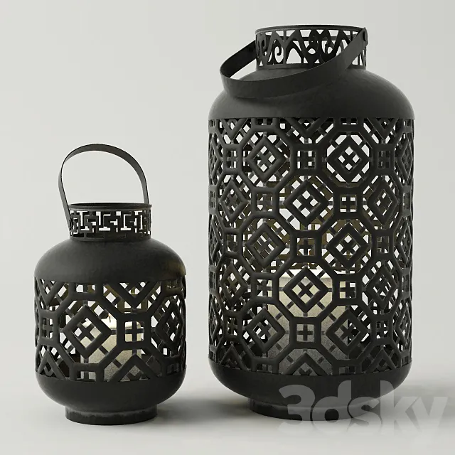 Black Metal Lanterns 3DModel
