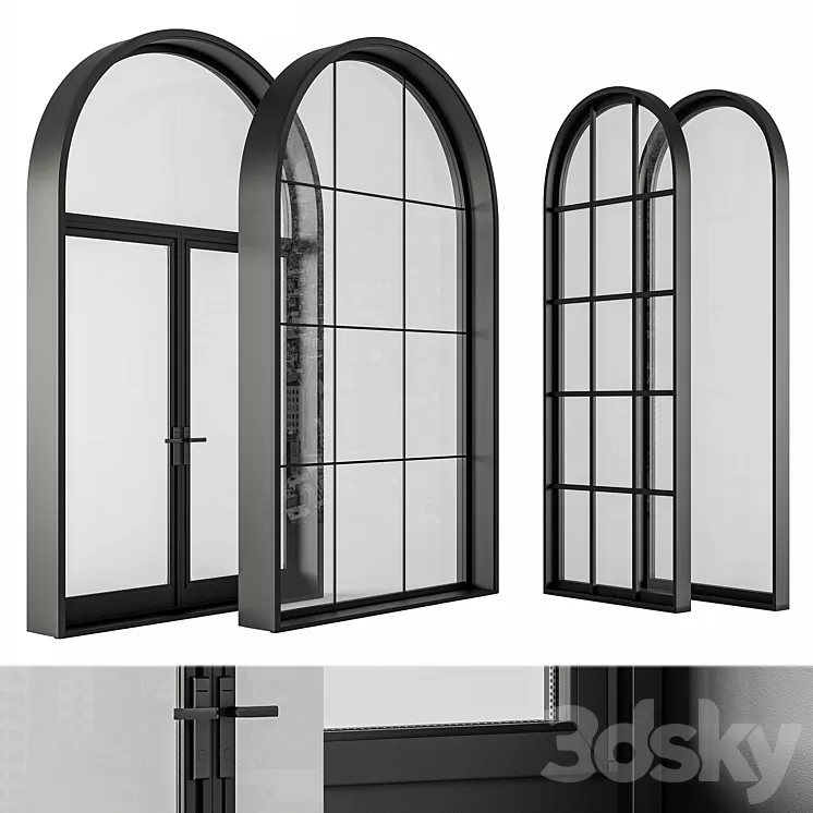 Black Modern Arched Window - Windows Set 07 3D Model Free