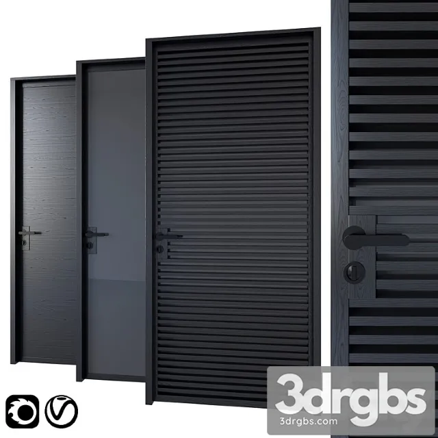 Black modern doors 3D Model Free