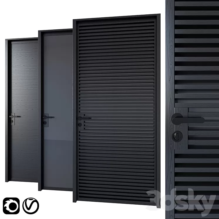 Black modern doors 3D Model