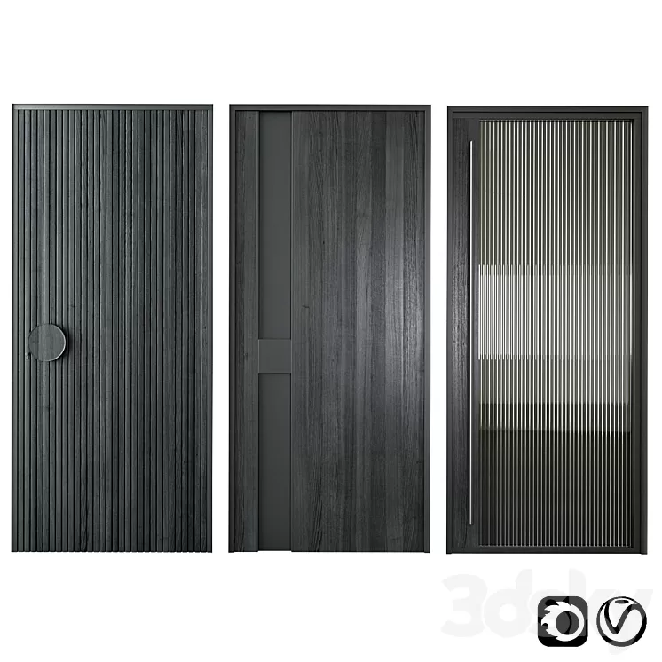 Black modern entrance door 3D Model