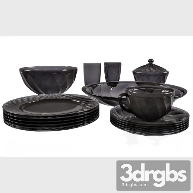 Black Plate Set 3D Model Free