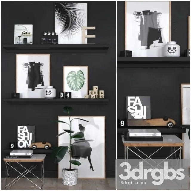 Black Set Decorative 3D Model Download