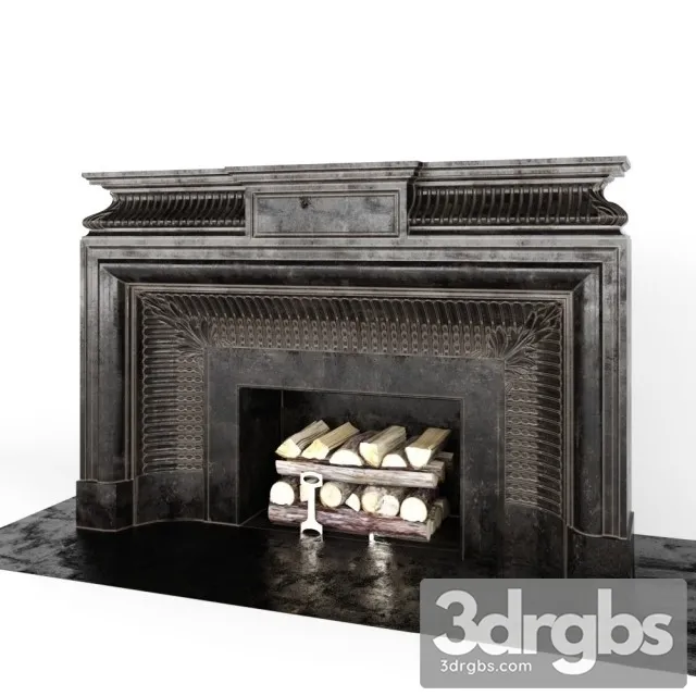 Black Stone Fireplace 3D Model Free