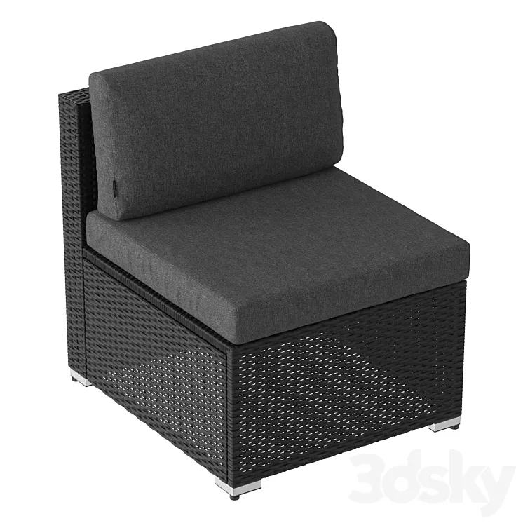 Black straight armchair (wicker outdoor furniture) 02 3D Model Free